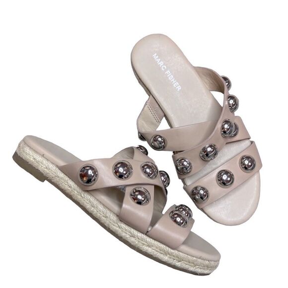 NWOT Marc Fisher Beige Studded Prisca Slip On Espadrilles size 6 - Picture 2 of 7